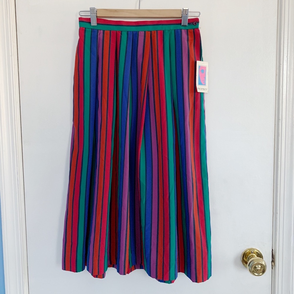 Vintage NWT Deadstock Striped 80s Midi Skirt